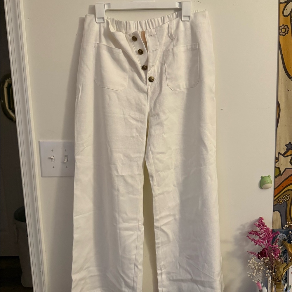 GIGI PIP Wide Leg Pants in Cream